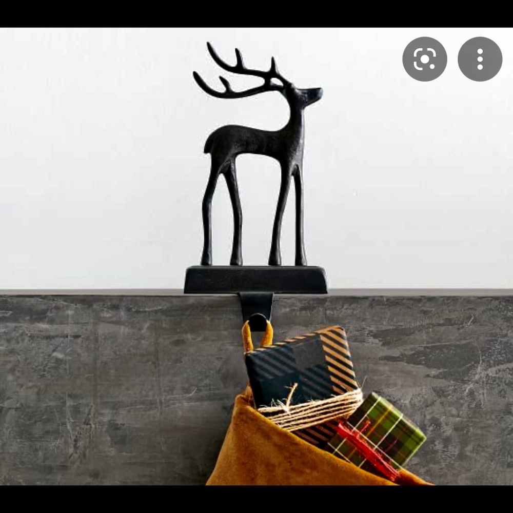 NIB Pottery Barn ~SANTA'S REINDEER~ Stocking Holder Hanger Christmas~Bronze DEER